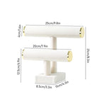 Coward 2 Tier Bracelet Holder Stand, Necklace Bangle Bracelet Watch Display Rack, Jewelry Hairband Scrunchie Organizer Storage Tower for Women (Beige Velvet) - color: Beige