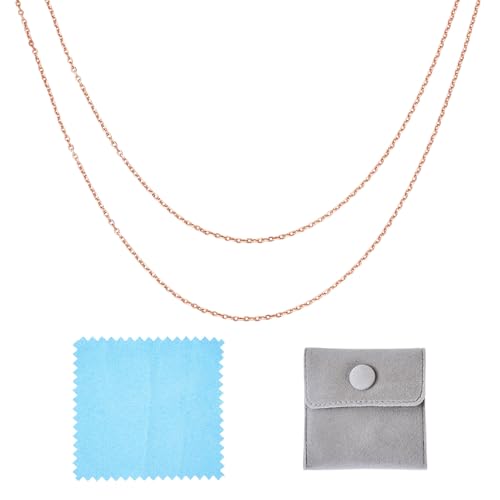 Elecrelive 925 Sterling Silver Cable Chain 3.28 Feet Rose Gold Unwelded Necklace Chains with Jewelry Cleaning Cloth Velvet Storage Bag for Men Women Jewelry Chain DIY Making - color: Rose Gold
