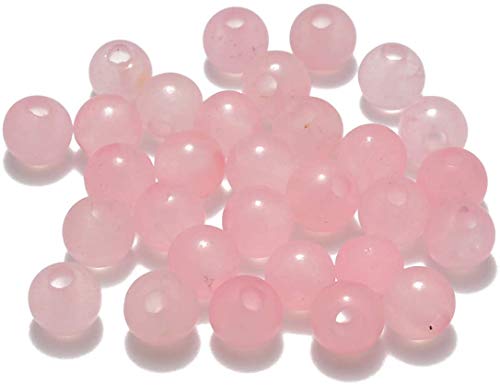 AD Beads Natural Gemstone 10mm Round Loose Beads Big Hole 2mm Sized 30pcs (Rose Quartz) - color: Rose Quartz