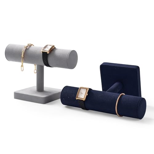 Oirlv Microfiber T-bar Bracelet Watch Organizer Display Stand Professional Jewelry Bracelet Display for Selling (Black,Microfiber) - color: Black