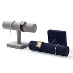Oirlv Microfiber T-bar Bracelet Watch Organizer Display Stand Professional Jewelry Bracelet Display for Selling (Light Grey,Microfiber) - color: Light Grey