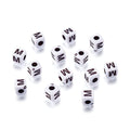 240pcs Opaque Acrylic Letter M Cube Beads White Plastic Alphabet Loose Spacer Square Beads 4-5mm for DIY Name Bracelet Necklace Jewelry Crafts Making Hole: 1.8mm - color: Letter M#White and Black