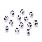 240pcs Opaque Acrylic Letter M Cube Beads White Plastic Alphabet Loose Spacer Square Beads 4-5mm for DIY Name Bracelet Necklace Jewelry Crafts Making Hole: 1.8mm - color: Letter M#White and Black