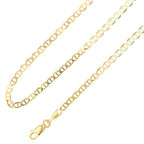 Ioka - 14K Yellow Solid Gold 3.4mm Flat Mariner Chain Necklace with Lobster Clasp