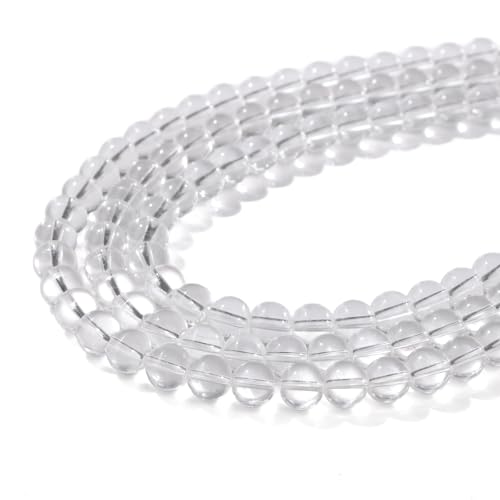 100PCS 8mm Natural Clear Quartz Beads Gemstone Round Loose Beads for Jewelry Making Chakra Crystal Stone Beads for Bracelets Necklace Earrings Making Supplies (100pcs/Strand)