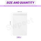 Swpeet 50Pcs 2.36"×3.2" Thick Clear PVC Jewelry Bags, Self Adhesive Portable Travel Jewelry Organizer, Plastic Jewelry Storage Bags, Transparent zipper bags, Anti Tarnish Lock Pouch for Rings Earrings - style: 6×8CM