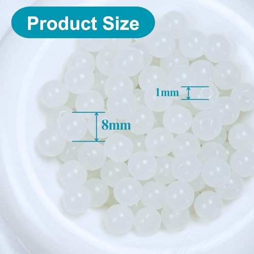 Jabrand 145pcs Glass Beads, 8mm Glass Beads for Barcelet and Jewelry Making DIY Crafts (White) - color: White