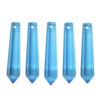50mm Synthetic Blue Glass Hexagonal Wand Jewelry Making Crystal Pointed Chakra Reiki Healing Beads 2mm Hole Drilled(Pack of 5) - color: Synthetic Blue Glass