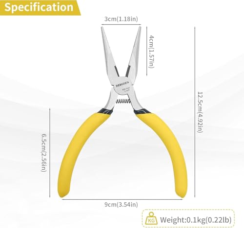 BOOSDEN 5" Needle Nose Pliers 2-Pack, Small Jewelry Pliers Set with Side Cutter, Mini Precision Pliers for Beginner Jewelry Making, Electronics Repair, DIY Crafts - Essential Home Tool Kit - size: 5''-2 pack