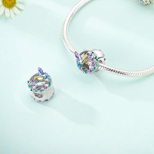 LAZA 925 Sterling Silver Charm for Bracelet Necklace Dangle Love Mom Butterfly Party Charm Beads Pendants DIY Jewelry for Women - color: Hummingbird