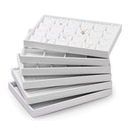 White Jewelry Display Organizer Tray Stackable Premium PU Leather 24 Grid Trinket Earring Ring Organizer Tray - size: 24 Grid