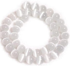 HAAMIIQII 60pcs 6mm White Cat Eye Beads Round Loose Gemstone Beads for Jewelry Making Strand 15 Inch - color: White, size: 6mm (60pcs)