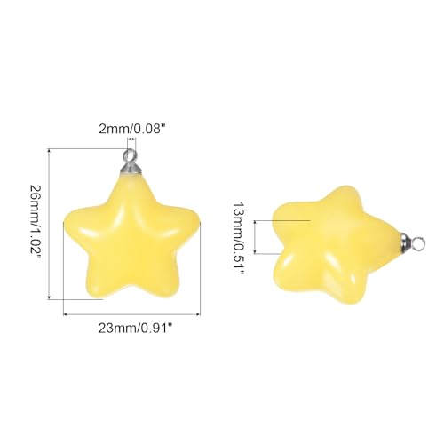 HARFINGTON Star Pendants Charm, 8Pcs 26mm Acrylic Bead Pendants with Loop for Bracelet Jewelry Making DIY Handicrafts, Yellow