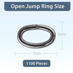 Mandala Crafts 1100 Pcs 7X5mm Gunmetal Oval Jump Rings - Nickel &, Easy to Use, Tarnish & Rust Resistant, Ideal for Jewelry Making & Crafting - color: Gunmetal, size: 7X5mm