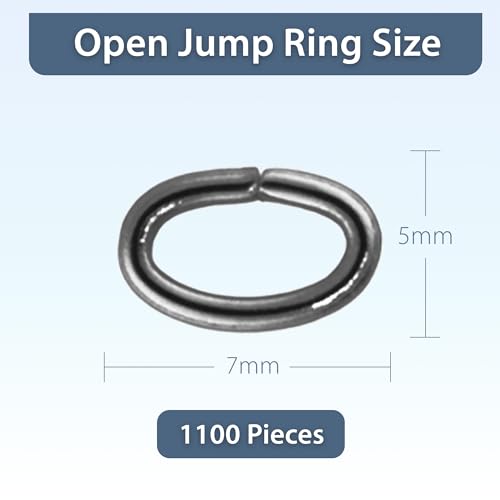 Mandala Crafts 1100 Pcs 7X5mm Gunmetal Oval Jump Rings - Nickel &, Easy to Use, Tarnish & Rust Resistant, Ideal for Jewelry Making & Crafting - color: Gunmetal, size: 7X5mm
