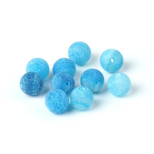 100Pcs Natural Stone 6mm Blue Frosted Spider Net Agate Round Loose Gemstone Energy Healing Beads Hole Size 1mm DIY Smooth Beads for Bracelet Necklace Jewelry Making - color: Blue Frosted Spider Net Agate, size: 6mm