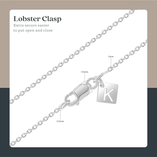KEZEF 18K Gold over Silver Chain, Gold Chain Women, 1mm Cable Sterling Silver Chain Necklace for Women, Diamond-Cut Elegant, Thin, Sturdy, 16, 18, 20, 22, 24 Inches - color: Sterling Silver, size: 20 Inch (Popular Men's Length)