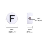 100Pcs Letter Beads 4x7mm White Round Acrylic Alphabet Beads Letter F Beads for Jewelry Making DIY Bracelets Necklaces Key Chains - color: F 100Pcs