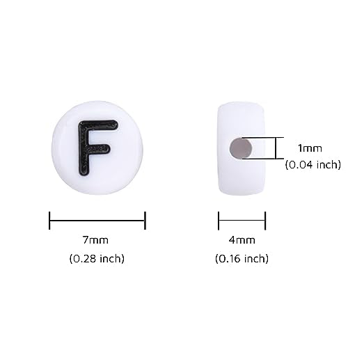 100Pcs Letter Beads 4x7mm White Round Acrylic Alphabet Beads Letter F Beads for Jewelry Making DIY Bracelets Necklaces Key Chains - color: F 100Pcs
