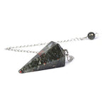 Justinstones Natural African Bloodstone Gemstone Rock Crystal Hexagonal Pointed Reiki Chakra Pendant Pendulum - color: African Bloodstone