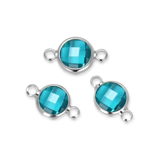 10pcs Adabele Grade A December Blue Birthstone Connector Link 6mm (0.24 Inch) Silver Plated Round Austrian Crystal Bead for Jewelry Making CCP1-S12 - color: December, size: 6mm - 10pcs
