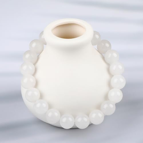 LPBeads Handmade Natural Gemstone Stretch Elastic Bracelet Healing Crystal Round Stone Beads Jewelry Gifts for Women Men - color: White Jade, size: 10mm