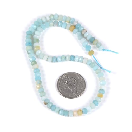 Amazonite 6mm Gemstone Faceted Rondelle Loose Beads DIY Jewelry Making Beads 16 Inch - color: Amazonite