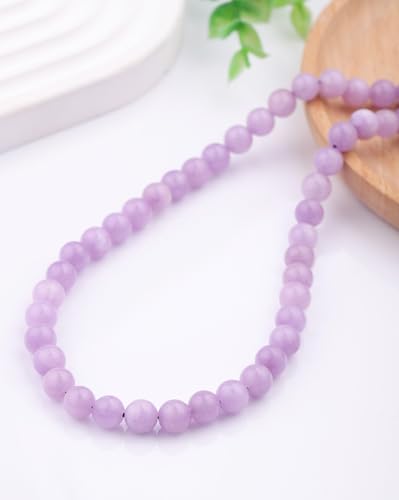 Natural Stone Beads 8mm Polished Round Smooth Gemstone Beads for Jewelry Making Supplies 15 Inch(45 Beads) (Lavender Purple) - color: lavender purple-45pcs