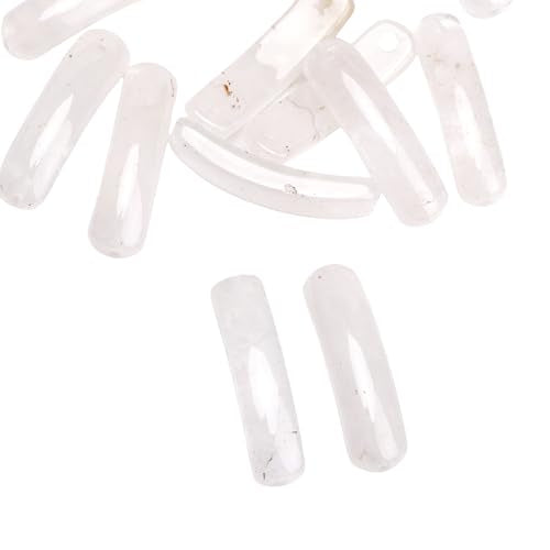 BEADIA Natural Curved Clear Quartz Stone Beads 36x10mm 4pcs for DIY Bracelet Jewelry Making - color: Clear Quartz