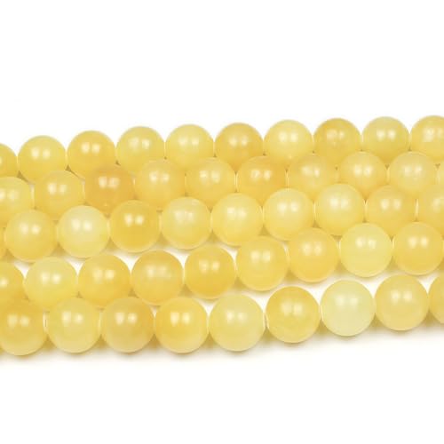 MJDCB Natural Yellow Marble Jade Round Stone Beads for Jewelry Making DIY Bracelet Necklace (12mm) - color: Yellow Marble Jade, size: 12mm
