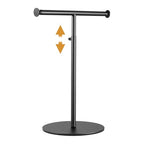 niffgaff T Bar Purse Display Stand Tabletop: Adjustable Height Handbag Holder, Countertop Hanging Rack for Long Necklace Scarf Lanyard, Black - color: Black