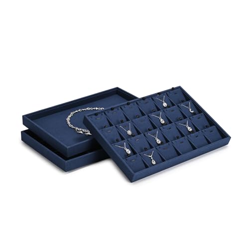 11 Slots Microfiber Jewelry Tray, Ring Display Earring Display Tray, Ring Earrings Studs Tray Showcase Display Jewelry Organizer (Blue) - color: Blue, size: 11 Slot