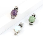 LE SKY 8 Pcs Natural Stone Pendants Unique Skull Shape Healing Crystal Charms for Jewelry Making Necklace