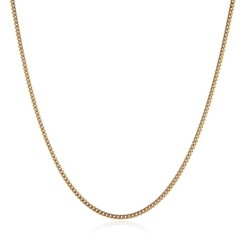 HZMAN Cuban Chain for Men - Stainless Steel Gold & Silver Diamond Cut Hip Hop Link Chains - 3.5mm/5mm/7mm/9mm - 16-30 Inch - color: 3.5mm Gold, size: 22In