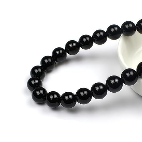 MJDCB Natural Stone Bead Black Onyx Gemstone Loose Beads for Jewelry Making Bracelet Necklace 8mm - color: Black Agate, size: 8mm