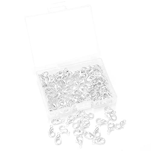 100 Pieces 10x5mm Silver Lobster Clasp Set Lobster Claw Clasps for Jewelry Making and Bracelets for DIY Craft Earring Necklace Bracelet Pendant Choker Jewelry Making Findings and Key Ring Chain - color: Silver, size: 10x5mm(100pcs)