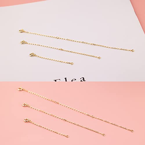 Gold Necklace Extenders,14K Gold Chain Extenders with Round Clasp, Durable Plated Solid Brass Necklace Bracelet Anklet Extension Chains(2 4 6 Inches, 3PCS) - color: B-Gold, size: 2,4,6inch