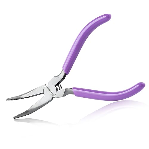 SPEEDWOX Mini Bent Chain Nose Pliers For Jewelry Making, Wire Wrapping & Beading - 45 Degree Curved Serrated Jaws - style: Bent Nose Pliers