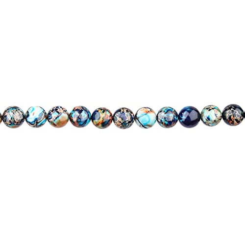 Natural Stone Beads 10mm Mixed Blue Imperial Jasper Polished Round Smooth Gemstone Beads for Jewelry Making Adults 15 Inch(Mixed Blue Imperial Jasper,10mm) - color: Mixed Blue Imperial Jasper, size: 10mm