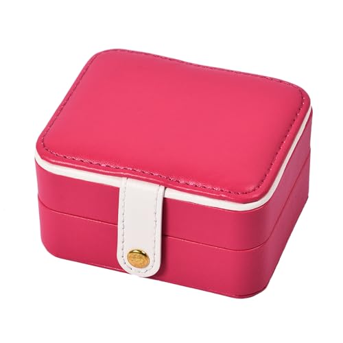 Travel Jewelry Box, Easy Carried Small Jewelry Organizer for Women Girls, PU Leather Mini Holder Box Storage Case Portable, Necklace, Earring, Rings, Bracelets, Pink, Square - color: Pink ( Square )
