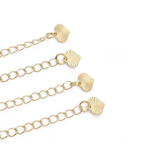BEADIA 14K Gold Plated Extender Chains 75mm 20pcs Heart Extension Tail Chains for Jewelry Making Findings - color: Heart