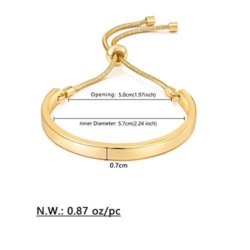 WOWORAMA Adjustable Slider Bracelets for Women Bar Friendship Bangle Bracelet for Women Gold/White Gold/Rose Gold Bolo Bracelet - color: Polished Bar-Gold