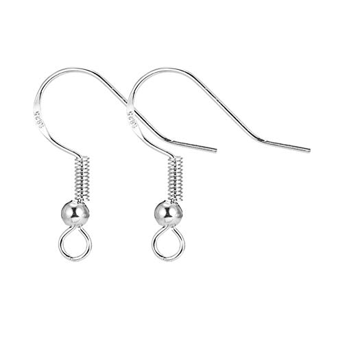 Silver Hypo-allergenic Earring Hooks - 120 Pcs /60 Pairs S925 Sterling Silver Plated Ear Wires Fish Hooks for Jewelry Making, Jewelry Findings Parts with Rubber Earring Backs Stopper for DIY Earrings - color: Regular Silver 1