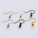 Chenkou Craft 120pcs Fish Earring Hooks Ear Wires with 120pcs Earring Backs 18MM Hypo Allergenic Surgical Steel with Ball and Coil Mixed Color (Mix, 18mm)