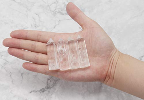 Luckeeper Healing Crystal Wands 2" Clear Quartz Crystal Obelisk | Polished 6 Faceted Reiki Chakra Meditation Therapy - size: 2" tall