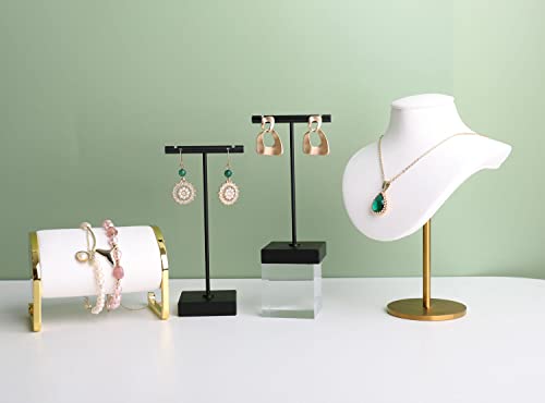 GemeShou White necklace holder stands for girls, Velvet hanging jewelry organizer, Metal necklace display stands for selling【White-Height 7.48 inch】