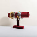 Bracelet T Bar Display for Selling, Wahtch Stand Jewelry Display, Velvet Bangle Holder Organizer【Red】 - color: Red