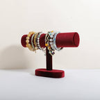 Bracelet T Bar Display for Selling, Wahtch Stand Jewelry Display, Velvet Bangle Holder Organizer【Red】 - color: Red