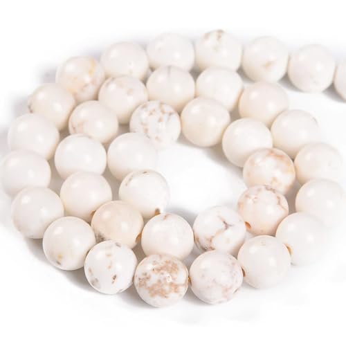 8mm Genuine White Turquoise Bead Gemstone Round Semi Precious Loose Beads for Jewelry Making 15" - color: White Turquoise, size: 8mm