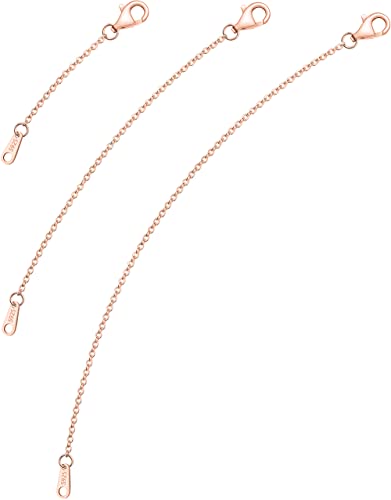 VANBARIS 925 Sterling Silver Necklace Extender Rose Gold Necklace Extender Rose Gold Chain Extenders for Necklaces 3 Piece Set (2, 4, 6 inch) - color: RoseGold, size: 2 4 6 inch